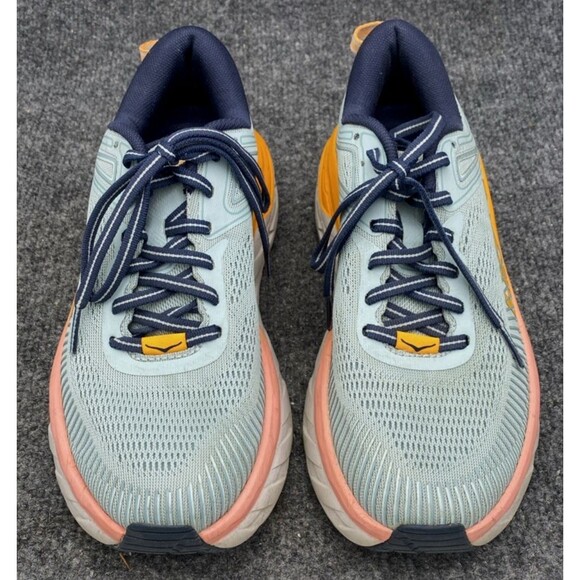 Womens Hoka Bondi 7 Running Shoes Blue Orange 1110519 BHBI Size 6.5 US Sneakers - Picture 6 of 12